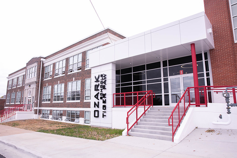 Built in 1922, the former administrative office building for the Ozark School District was renovated and fitted with a walkway to join it to the existing early childhood building for an expanded facility that could serve more students.